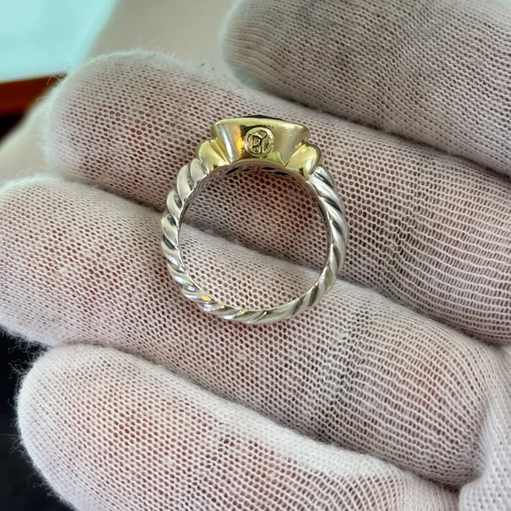 David Yurman 925 & 14k Gold Noblesse Ring with Faceted Amethyst 6